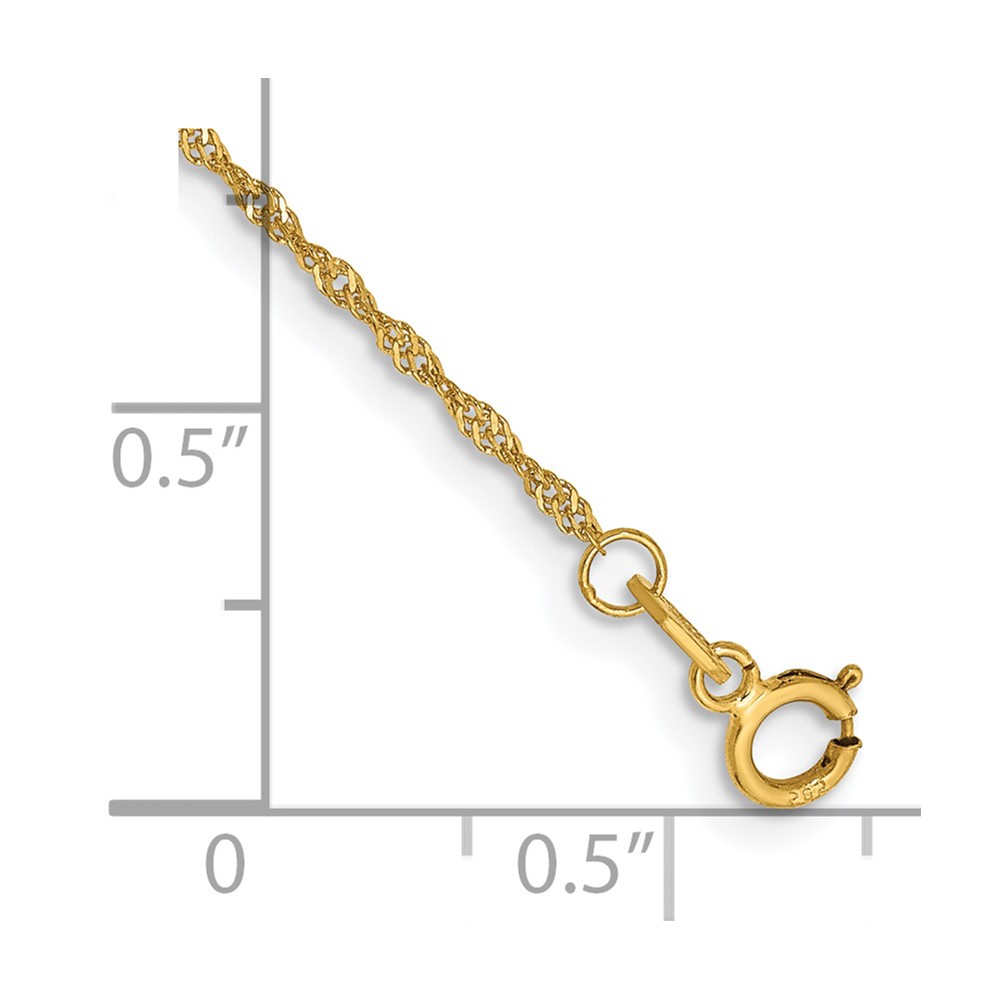 14K 5.5 inch 1.10mm Singapore with Spring Ring Clasp Chain (PEN9-5.5)