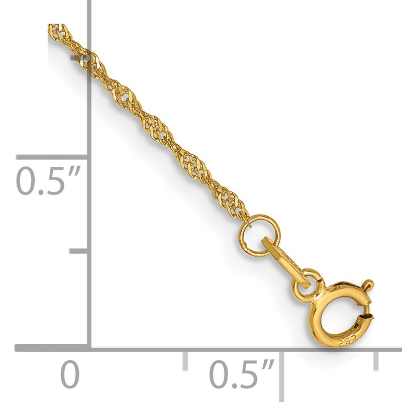 14K 7 inch 1.10mm Singapore with Spring Ring Clasp Chain