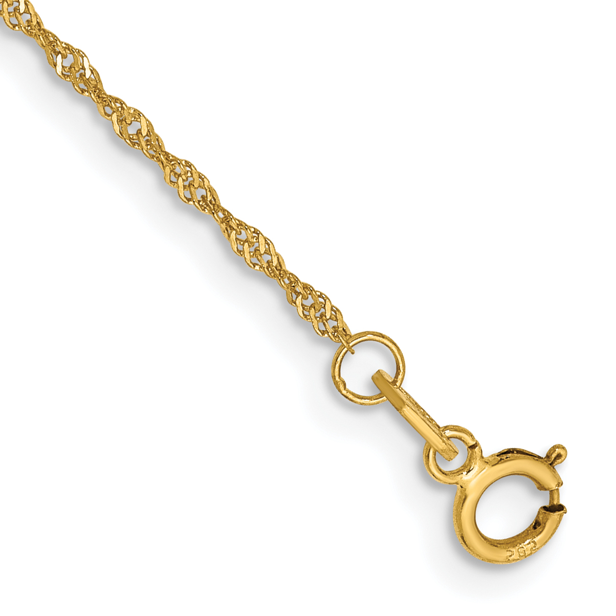 14K 7 inch 1.10mm Singapore with Spring Ring Clasp Chain (PEN9-7)