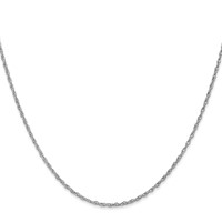 14K White Gold 1.3mm Heavy Baby Rope Chain with Lobster Clasp, 14" view 2