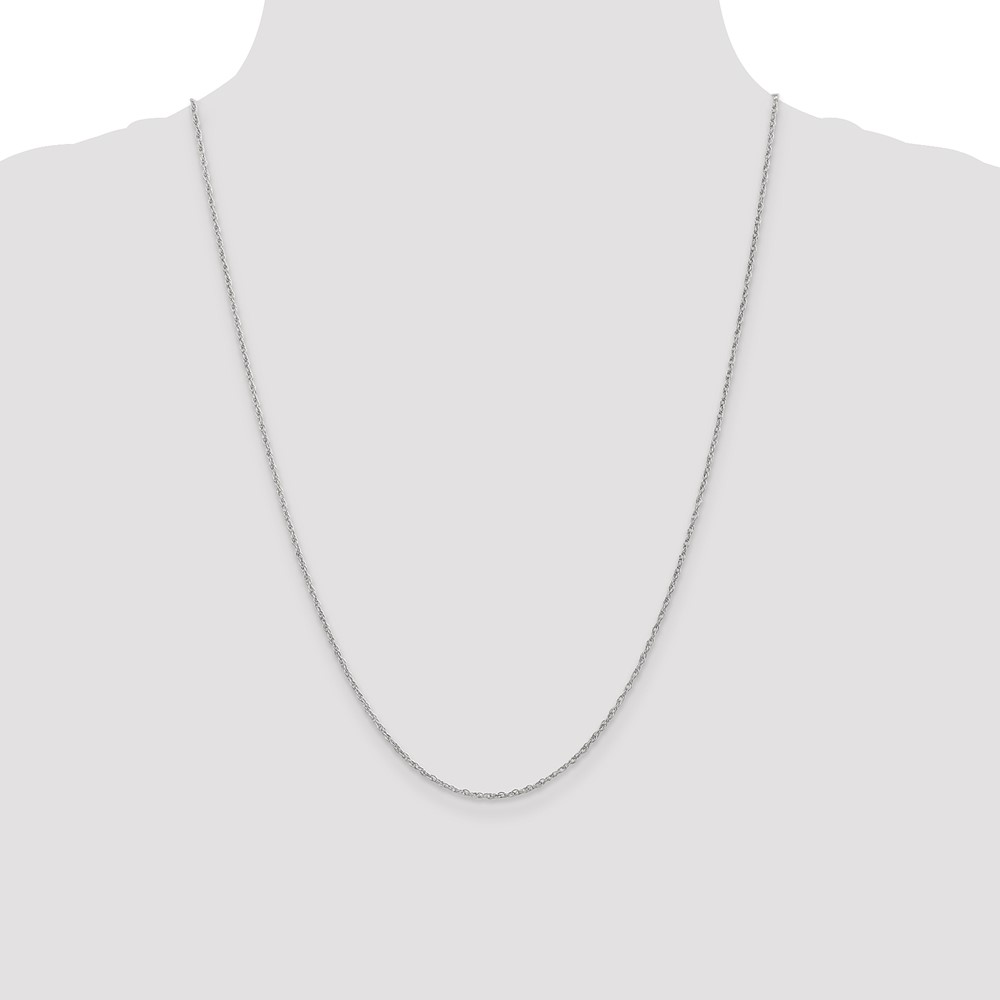 14K White Gold 24 inch 1.3mm Heavy Baby Rope with Lobster Clasp Chain (PEN90-24)
