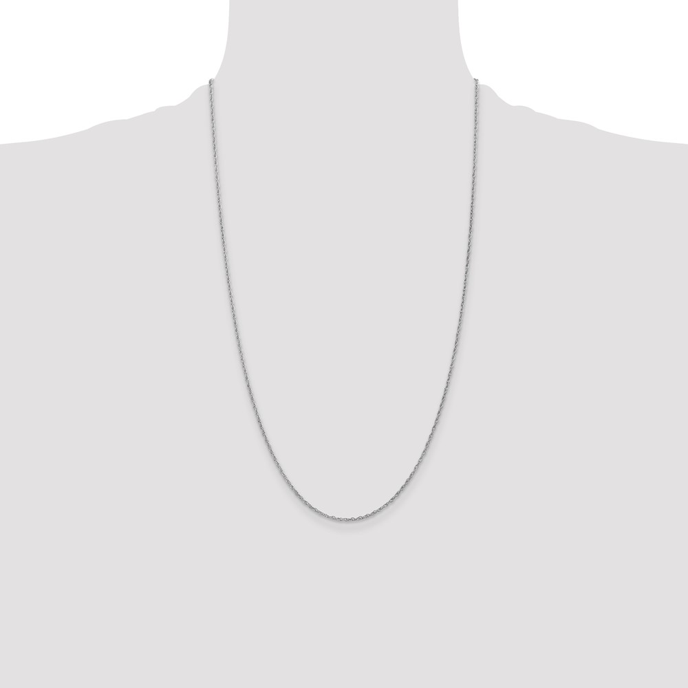 14K White Gold 26 inch 1.3mm Heavy Baby Rope with Lobster Clasp Chain (PEN90-26)