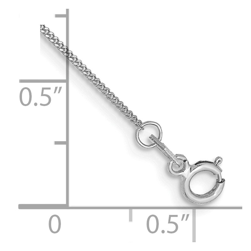 14K White Gold 10 inch .9mm Curb  with Spring Ring Clasp Anklet