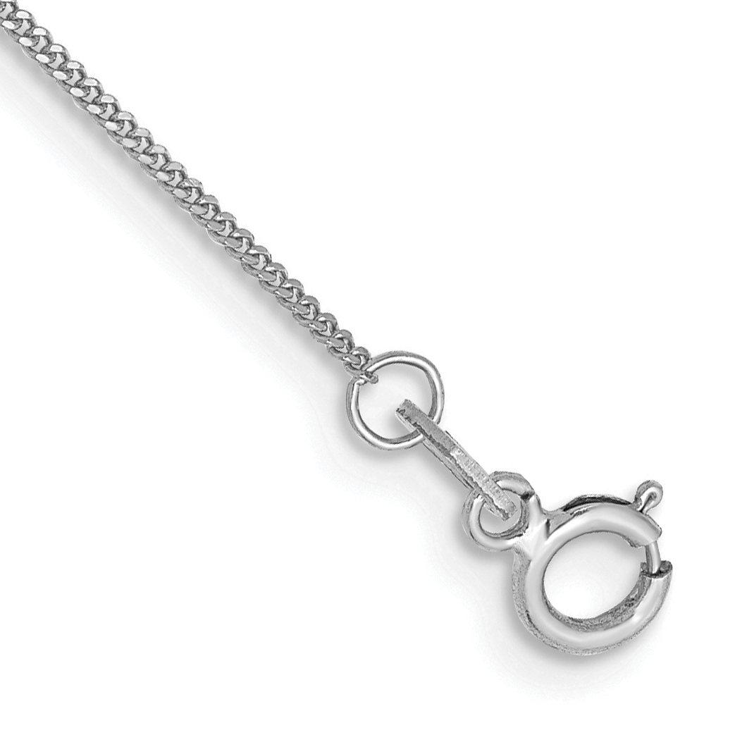 14K White Gold 10 inch .9mm Curb  with Spring Ring Clasp Anklet (PEN99-10)