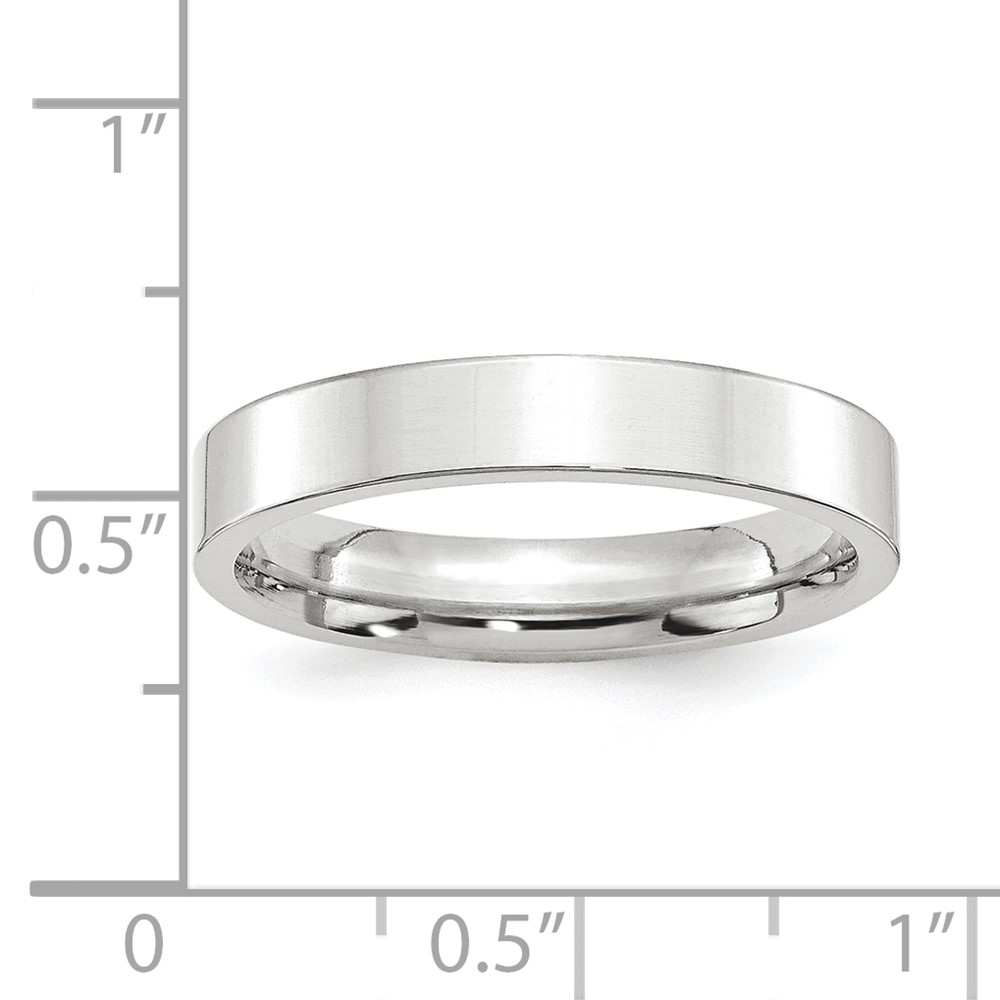 Platinum 4mm Polished Flat Wedding Band Size 7 (PFB040-7)