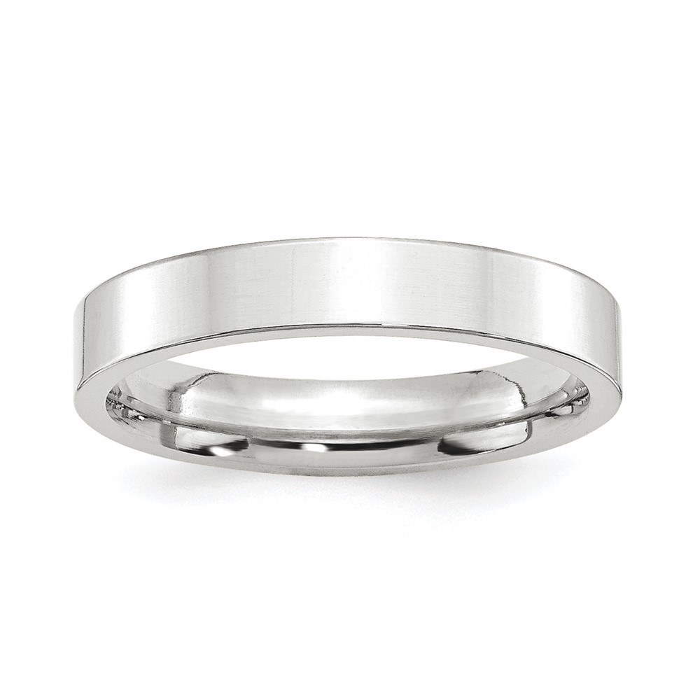 Platinum 4mm Polished Flat Wedding Band Size 7 (PFB040-7)