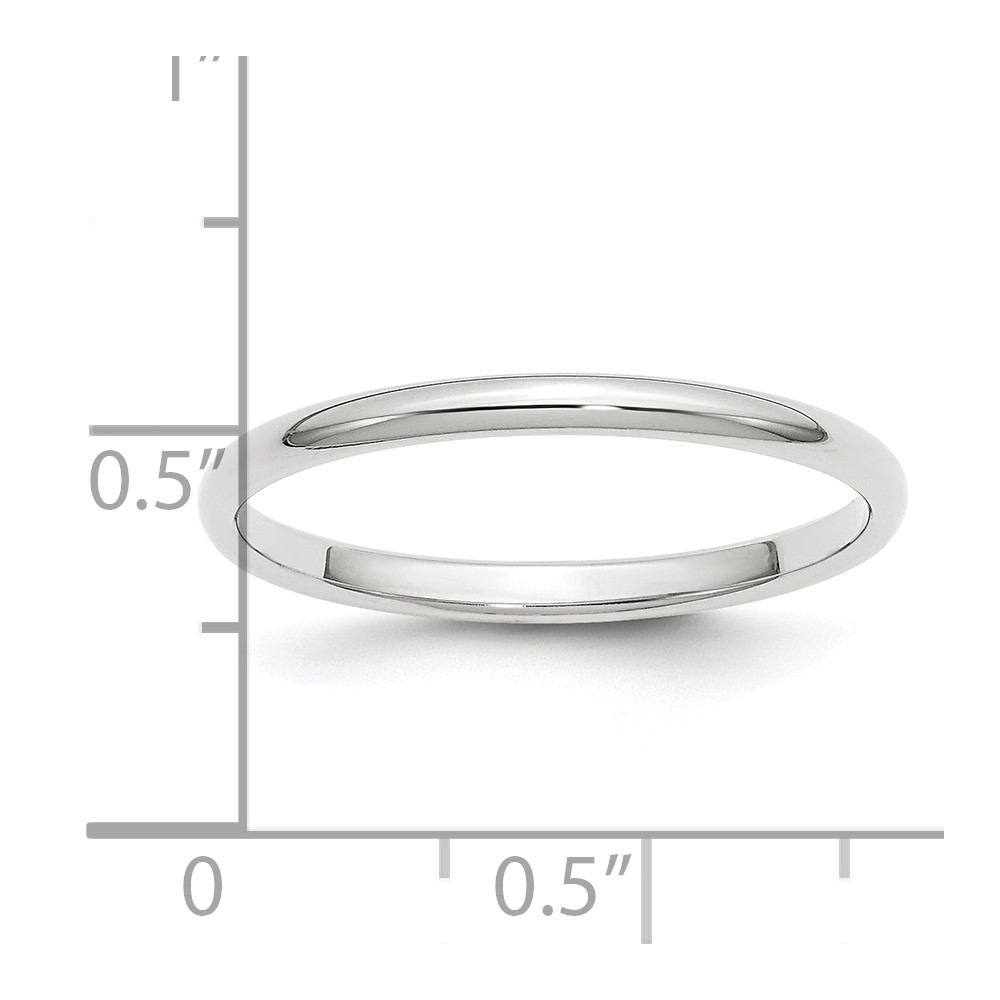 Platinum 2mm Half Round Wedding Band Size 5.5 (PHR020-5.5)
