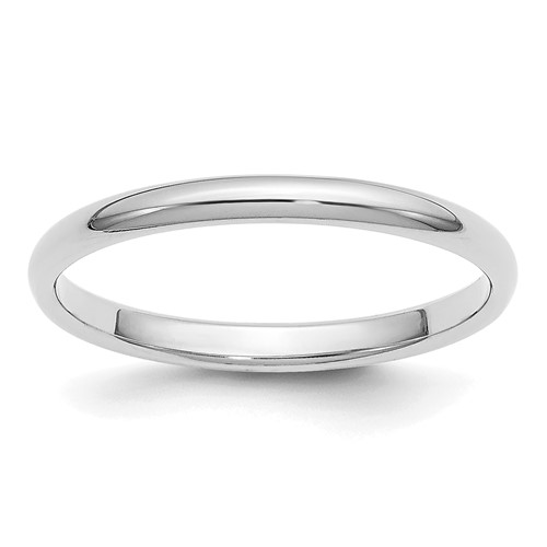 Platinum 2mm Half Round Wedding Band, Size 4