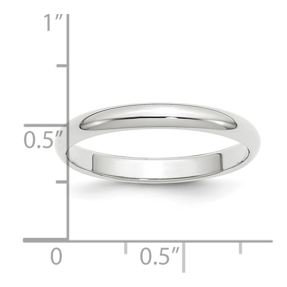 Platinum 3mm Half Round Wedding Band Size 5 (PHR030-5)
