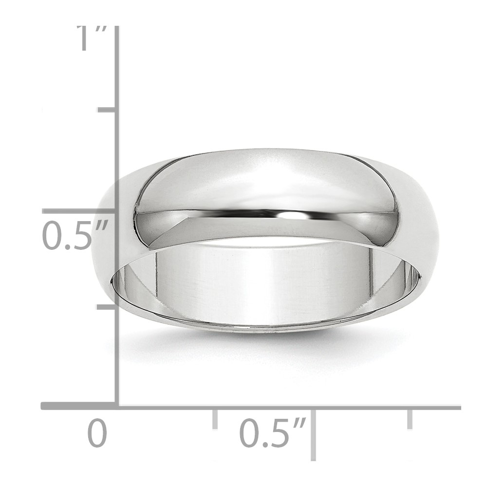 Platinum 6mm Half Round Wedding Band Size 6.5 (PHR060-6.5)