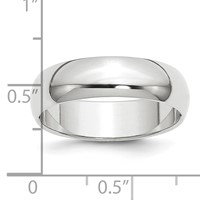 Platinum 6mm Half Round Wedding Band view 3