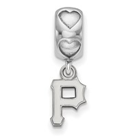 Sterling Silver Rhodium-plated LogoArt Pittsburgh Pirates P on Heart Bead view 2