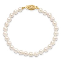 14K 5-6mm White Round Akoya Saltwater Cultured Pearl 7 Inch Bracelet view 3