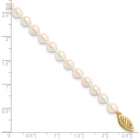 14k Round White Saltwater Akoya A Quality Cultured Pearl Bracelets