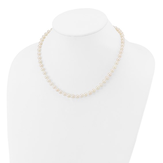 14k Round White Saltwater Akoya A Quality Cultured Pearl Necklaces
