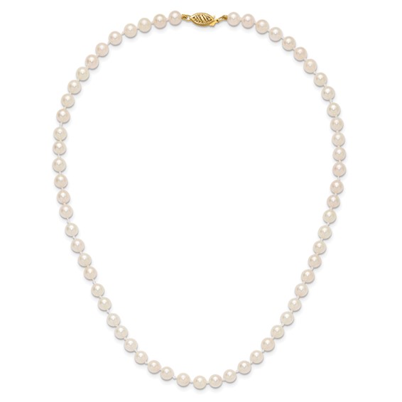 14k Round White Saltwater Akoya A Quality Cultured Pearl Necklaces