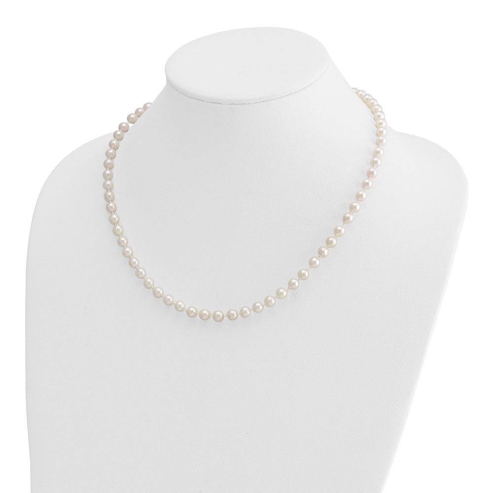 14k 5-6mm White Round Akoya Saltwater Cultured Pearl 18 inch Necklace (PL50A-18)