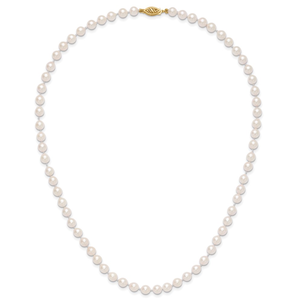 14k 5-6mm White Round Akoya Saltwater Cultured Pearl 18 inch Necklace (PL50A-18)
