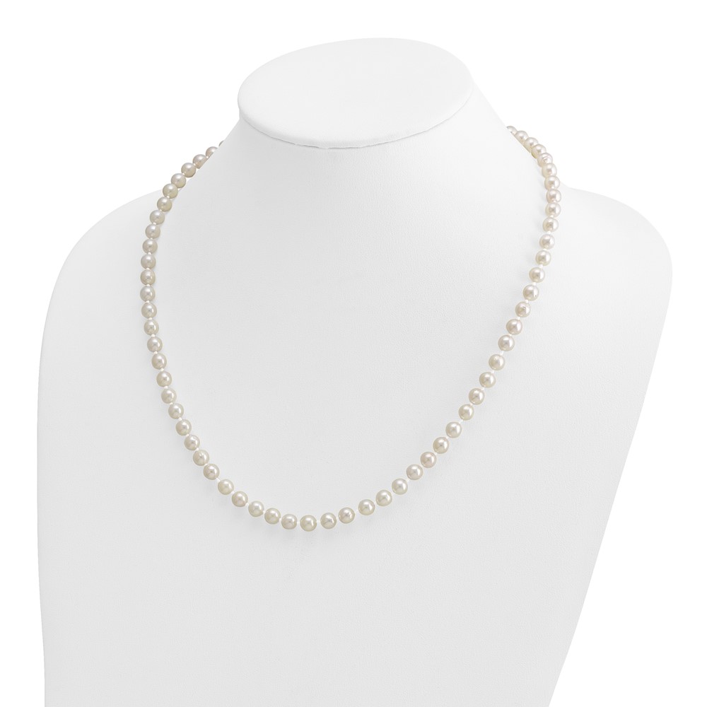 14k 5-6mm White Round Akoya Saltwater Cultured Pearl 20 inch Necklace (PL50A-20)