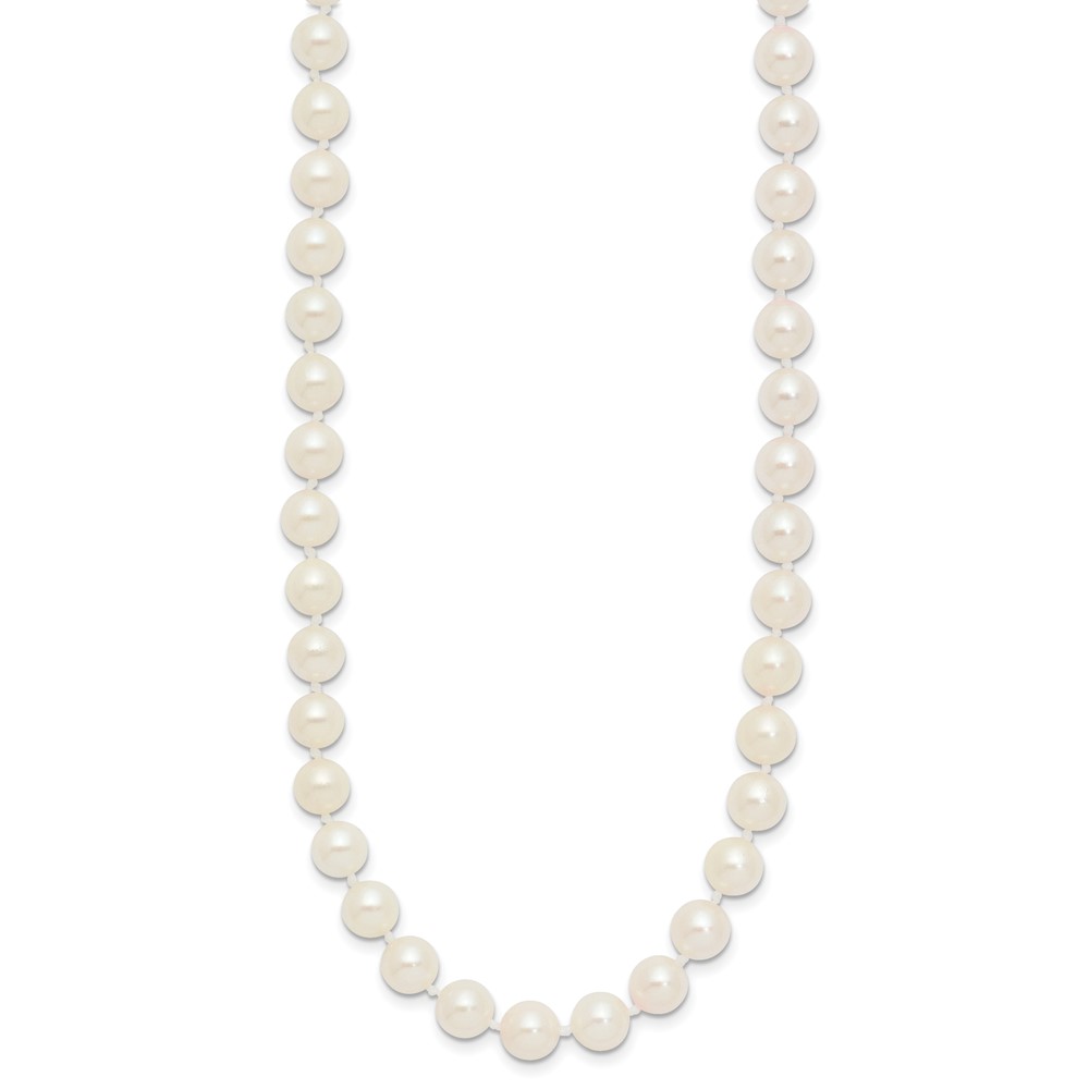 14k 6-7mm White Round Akoya Saltwater Cultured Pearl 20 inch Necklace (PL60AA-20)