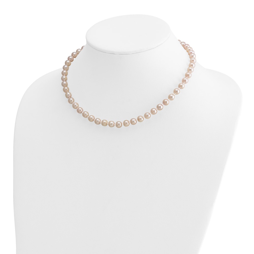 14k 6-7mm White Round Akoya Saltwater Cultured Pearl 16 inch Necklace (PL60A-16)