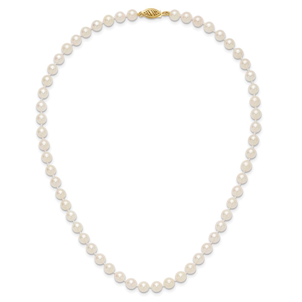 14k 6-7mm White Round Akoya Saltwater Cultured Pearl 16 inch Necklace (PL60A-16)