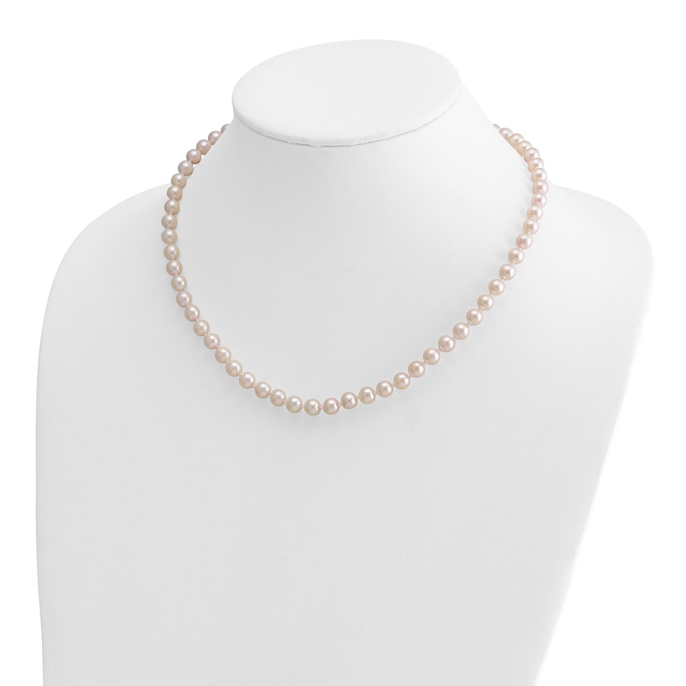 14k 6-7mm White Round Akoya Saltwater Cultured Pearl 18 inch Necklace (PL60AA-18)