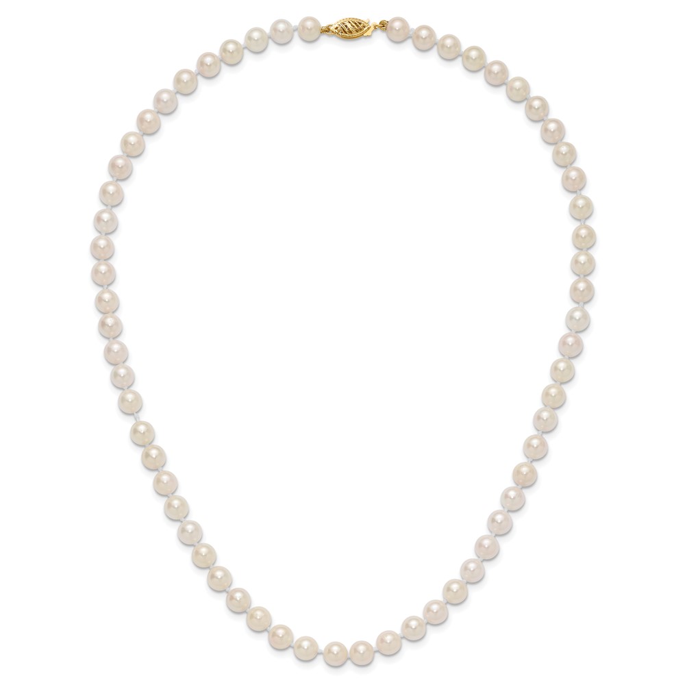 14k 6-7mm White Round Akoya Saltwater Cultured Pearl 18 inch Necklace (PL60AA-18)