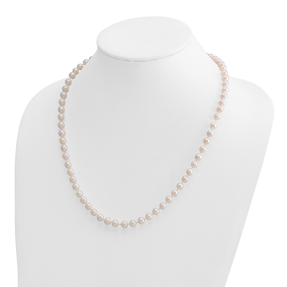 14k 6-7mm White Round Akoya Saltwater Cultured Pearl 20 inch Necklace (PL60AA-20)