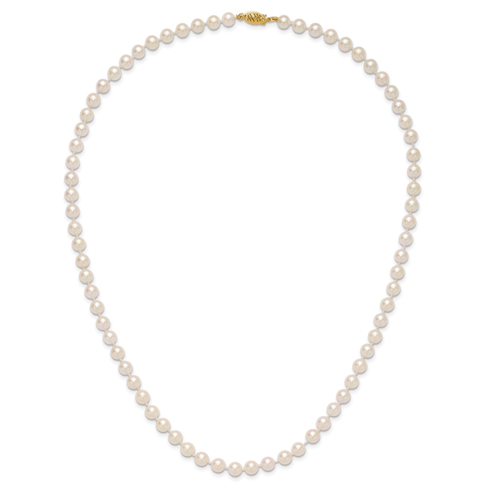 14k 6-7mm White Round Akoya Saltwater Cultured Pearl 20 inch Necklace (PL60AA-20)