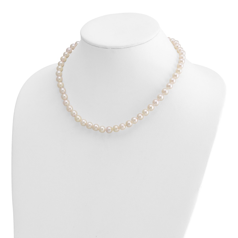 14k 7-8mm White Round Akoya Saltwater Cultured Pearl 18 inch Necklace (PL70AA-18)