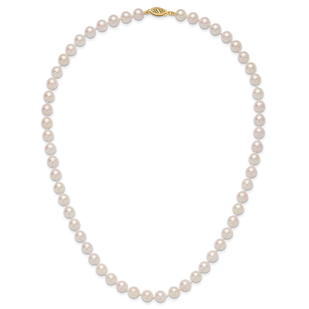 14k 7-8mm White Round Akoya Saltwater Cultured Pearl 18 inch Necklace (PL70AA-18)