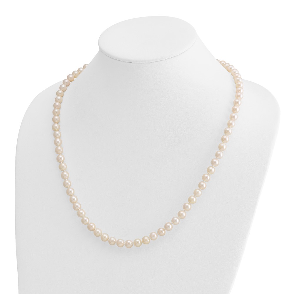 14k 7-8mm White Round Akoya Saltwater Cultured Pearl 24 inch Necklace (PL70AA-24)