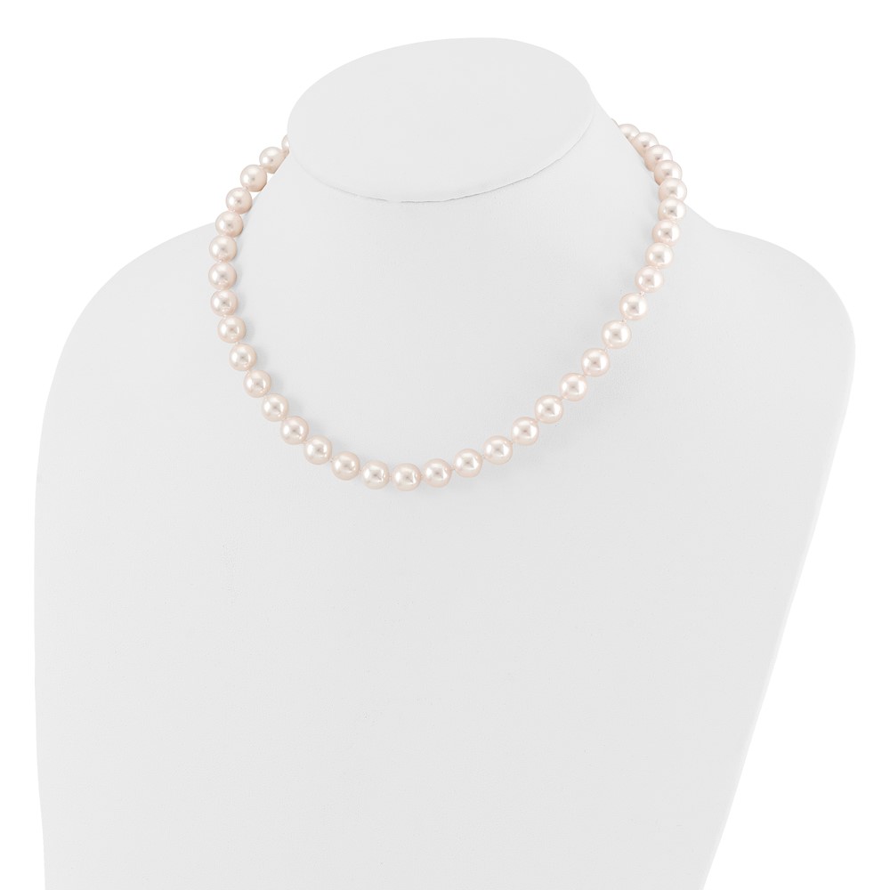 14k 8-9mm White Round Akoya Saltwater Cultured Pearl 16 inch Necklace (PL80AA-16)