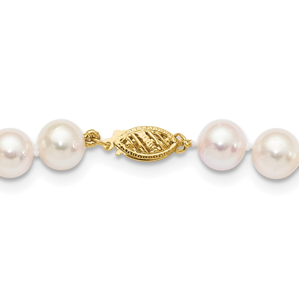 14k 8-9mm White Round Akoya Saltwater Cultured Pearl 20 inch Necklace (PL80AA-20)
