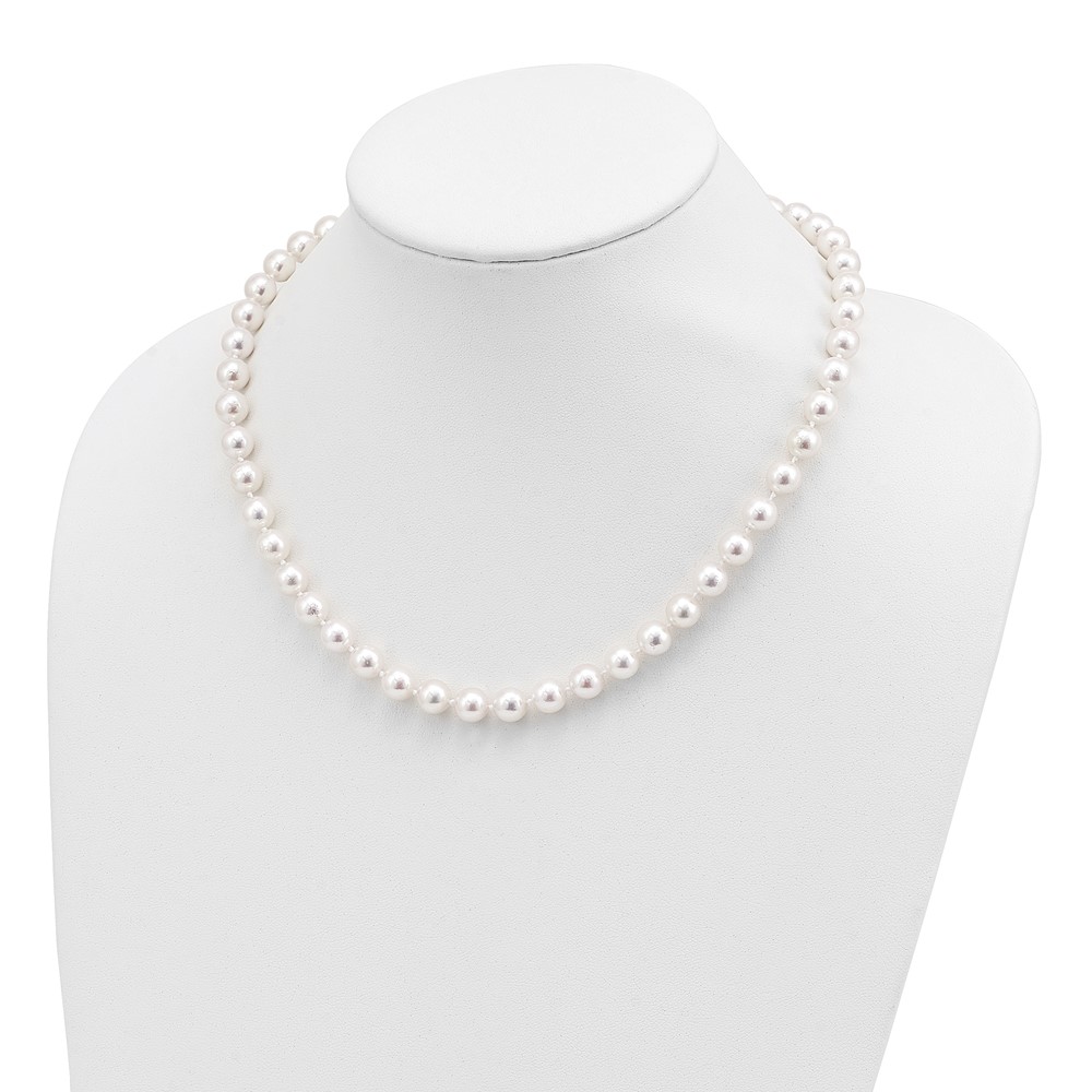 14k 8-9mm White Round Akoya Saltwater Cultured Pearl 20 inch Necklace (PL80AA-20)