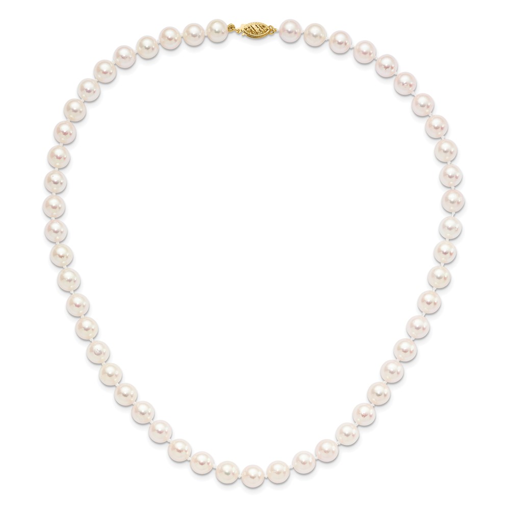 14k 8-9mm White Round Akoya Saltwater Cultured Pearl 20 inch Necklace (PL80AA-20)