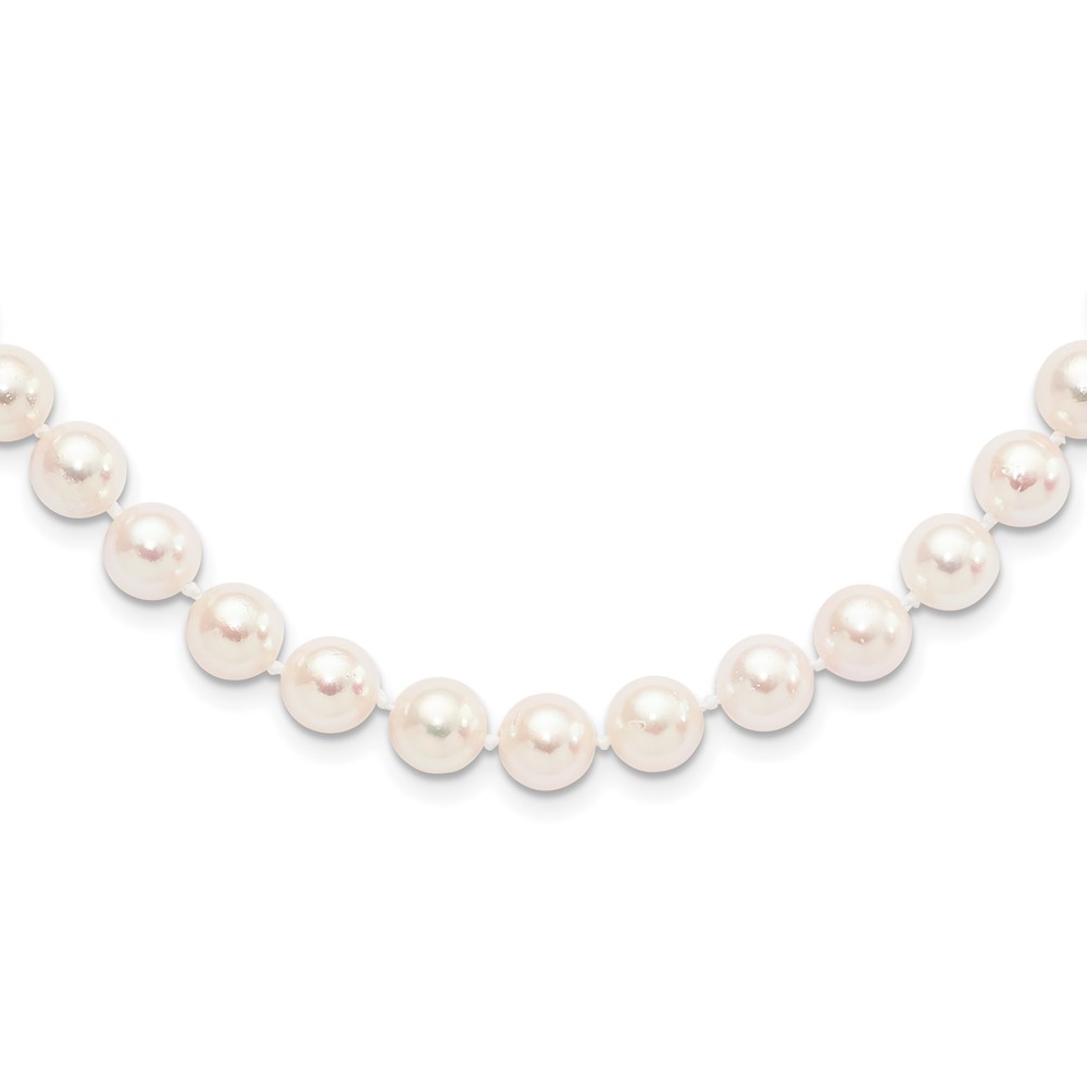 14k 8-9mm White Round Akoya Saltwater Cultured Pearl 20 inch Necklace (PL80AA-20)