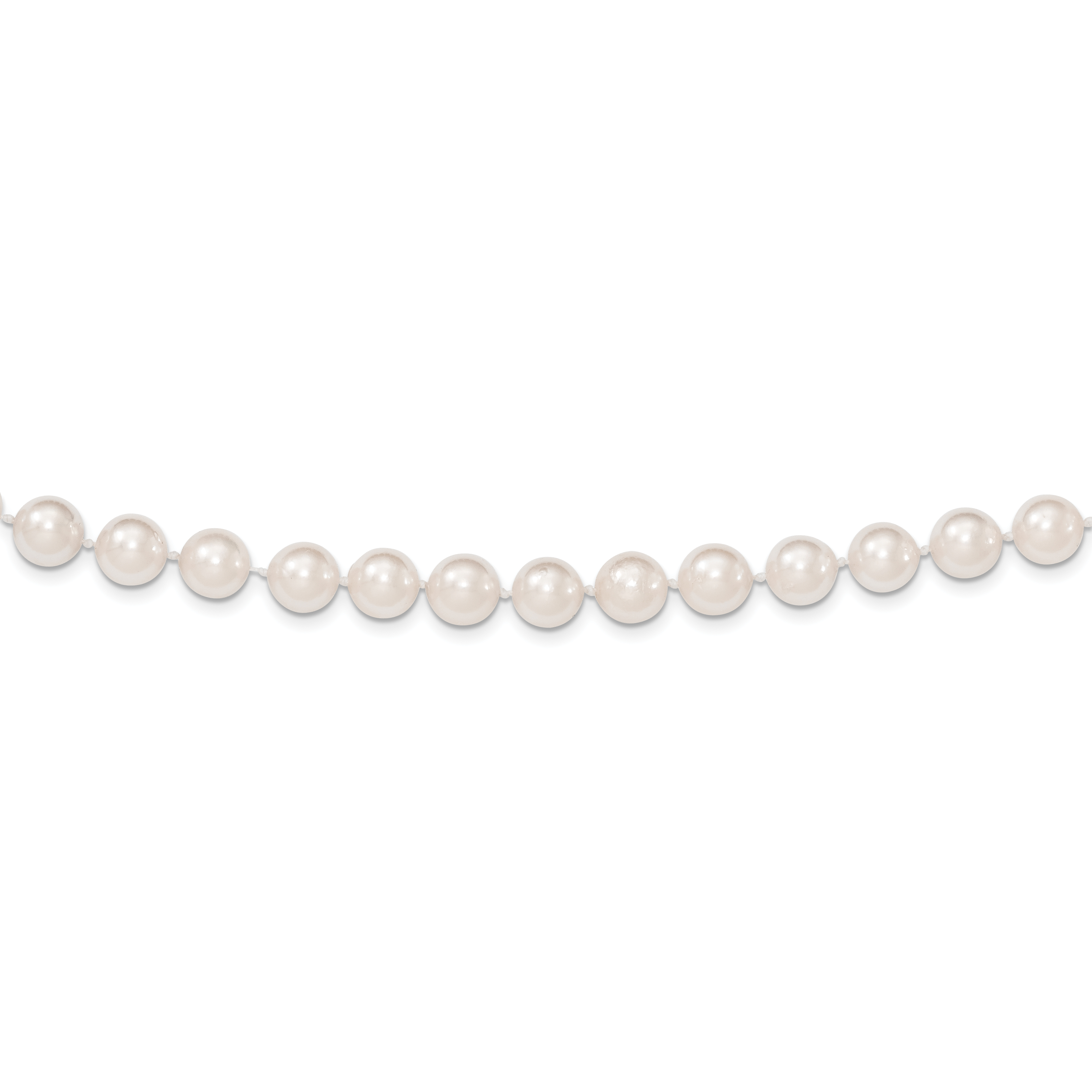 14k 8-9mm White Round Akoya Saltwater Cultured Pearl 20 inch Necklace (PL80AA-20)