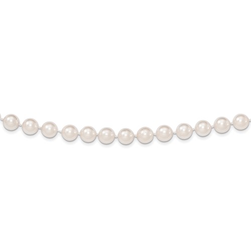 14K Yellow Gold 8-9mm White Round Akoya Saltwater Cultured Pearl Necklace, 18"