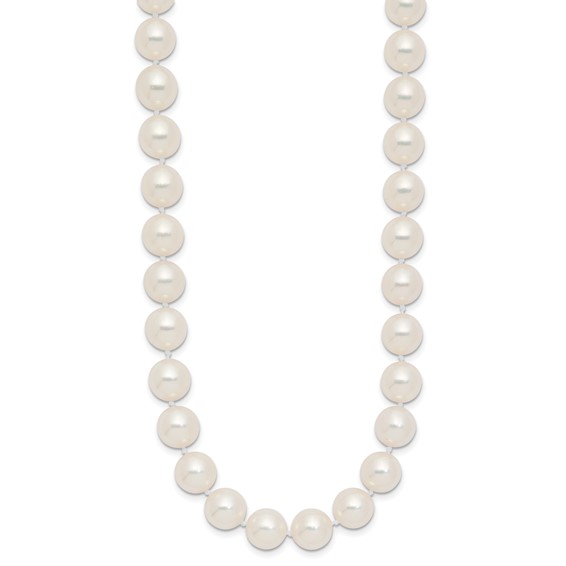 14k Polished 9-10mm Round White Akoya Saltwater Cultured Pearl 18 inch Necklace