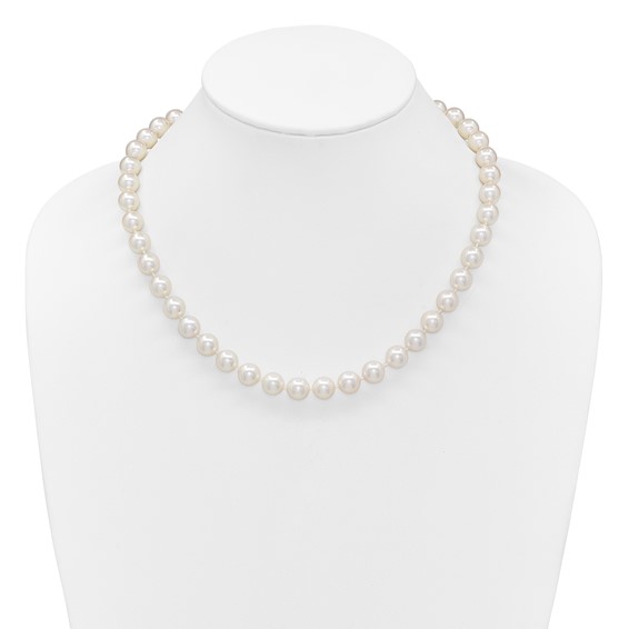 14k Polished 9-10mm Round White Akoya Saltwater Cultured Pearl 18 inch Necklace