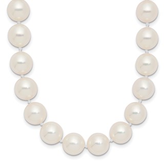 14k Polished 9-10mm Round White Akoya Saltwater Cultured Pearl 18 inch Necklace