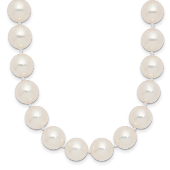14k Polished 9-10mm Round White Akoya Saltwater Cultured Pearl 18 inch Necklace