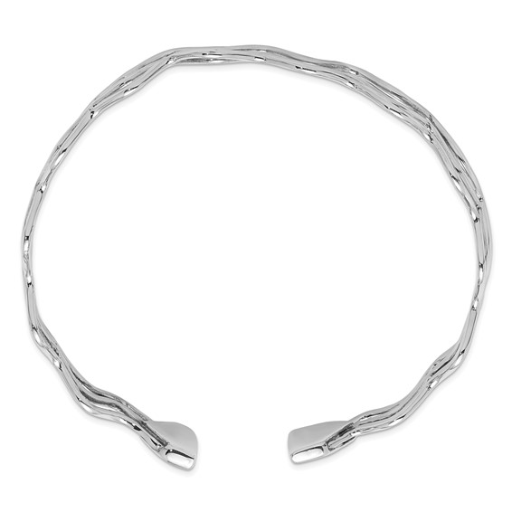 Sterling Silver Rhodium-plated Polished Multi Wave Bangle