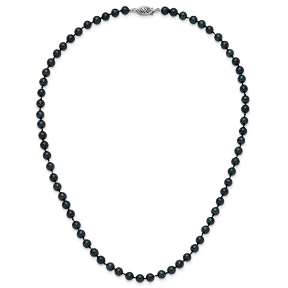 14kw Round Black Saltwater Akoya Cultured Pearl Necklaces