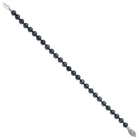 14K White Gold 5-6mm Black Round Akoya Saltwater Cultured Pearl Bracelet, 7" view 2