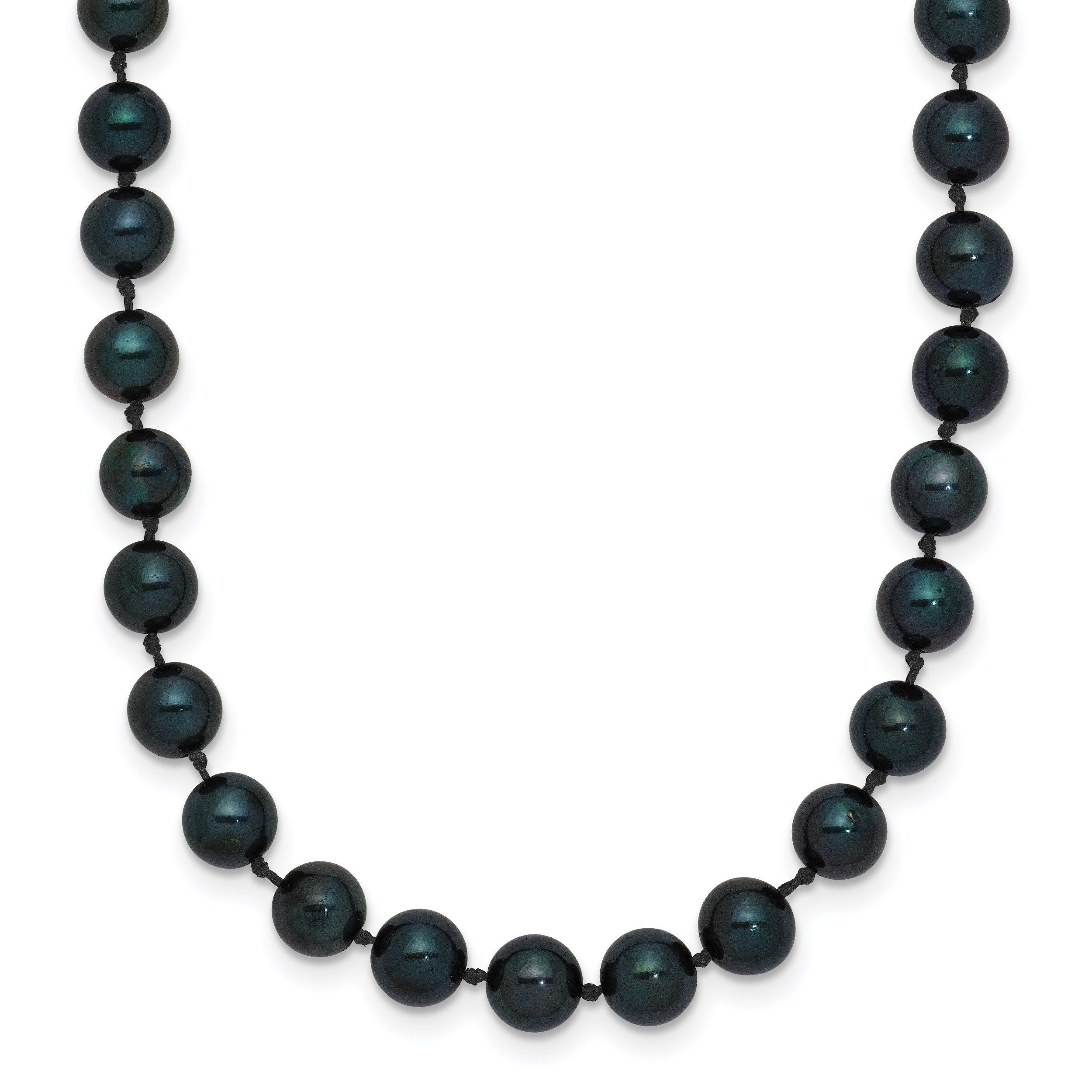 14k White Gold 5-6mm Black Round Akoya Saltwater Cultured Pearl 20 inch Necklace (PLB50-20)