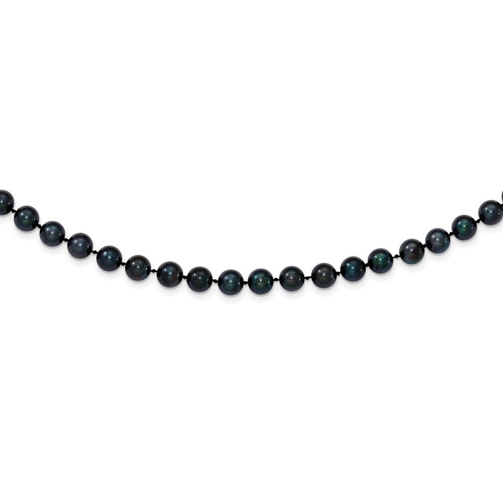 14k White Gold 6-7mm Black Round Akoya Saltwater Cultured Pearl 20 inch Necklace (PLB60-20)
