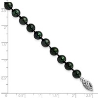 14K White Gold 6-7mm Black Round Akoya Saltwater Cultured Pearl Bracelet, 7" view 3